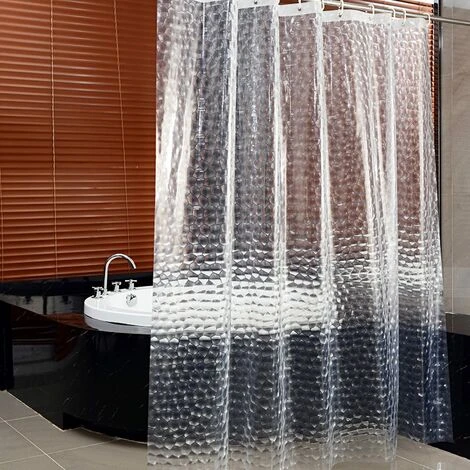 FAVSON Rideau De Douche Transparent, 180x200cm 3D Rideau Douche Salle De Bain PEVA Anti-moisissure Antibactérien Imperméable Lavable Avec 12 Anneaux Crochets Pour Baignoire, Sans PVC 1 FAVSON Rideau De Douche Transparent, 180x200cm 3D Rideau Douche Salle De Bain PEVA Anti-moisissure Antibactérien Imperméable Lavable Avec 12 Anneaux Crochets Pour Baignoire, Sans PVC