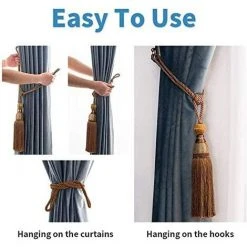 Betterlife Sangles De Rideau 2 Pièces De Rideau De Tennis En Fil D'or Suspendu Balle Suspendue Rideau D'oreille Gland Sangle Rouge= -Rideau et tringle Soldes 2024 30052859 3