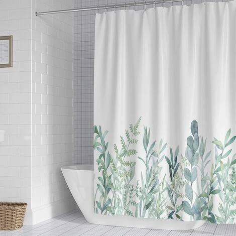 BETTERLIFE Rideau De Douche Avec 12 Anneaux Pour La Fixation, 180x200 Cm, Plantes Vertes(D) 3 BETTERLIFE Rideau De Douche Avec 12 Anneaux Pour La Fixation, 180x200 Cm, Plantes Vertes(D) – Image 3