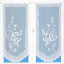 HOMEMAISON Paire De Vitrages En Dentelle Motifs Papillons Blanc 60 X 90cm - Blanc