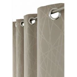 RIDEAUDISCOUNT Rideau Obscurcissant135 X 250 Cm à Oeillets Estampillé Motif Lignes Abstraites Taupe - Naturel