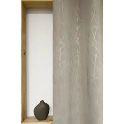 RIDEAUDISCOUNT Rideau Obscurcissant135 X 250 Cm à Oeillets Estampillé Motif Lignes Abstraites Taupe - Naturel -Rideau et tringle Soldes 2024 31458046 3