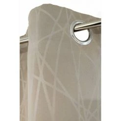 RIDEAUDISCOUNT Rideau Obscurcissant135 X 250 Cm à Oeillets Estampillé Motif Lignes Abstraites Taupe - Naturel -Rideau et tringle Soldes 2024 31458046 4