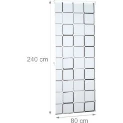 Relaxdays Store De Douche Carré, 80x240 Cm, Rideau De Douche, Baignoire Bain Store, Fixation Plafond, Semi-transparent -Rideau et tringle Soldes 2024 31796792 5