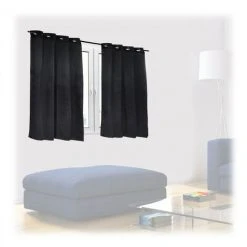Relaxdays Rideaux Jeu De 2, Opaque, Chambre à Coucher, Rideaux D’assombrissement, 90x135cm Noirs