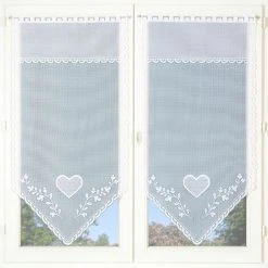 HOMEMAISON Paire De Vitrages Cœur En Pointe Blanc 60 X 120 Cm - Blanc