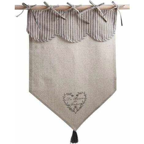 AUBRY GASPARD Rideau Motif Coeur Gris Multicolore - Beige 1 AUBRY GASPARD Rideau Motif Coeur Gris Multicolore - Beige