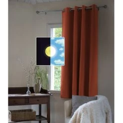INTEX DECO Rideau 100% Occultant Luxe Spécial Petites Fenêtres 140 X 180 Cm Obscure Terracotta - Orange