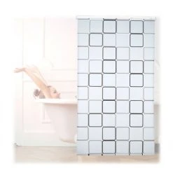 Relaxdays Store De Douche Carré, 120x240 Cm, Rideau De Douche, Baignoire Bain Store, Fixation Plafond, Semi-transparent