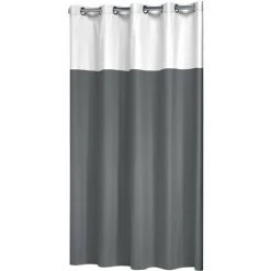 Sealskin Double Rideau De Douche - 180x200 Cm - Polyester / Coton Gris Et Blanc