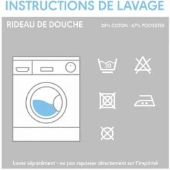 Sealskin Double Rideau De Douche - 180x200 Cm - Polyester / Coton Gris Et Blanc -Rideau et tringle Soldes 2024 33487942 4