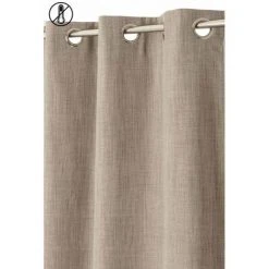 RIDEAUDISCOUNT Rideau Thermique 135 X 240 Cm à Oeillets Chambray Uni Naturel - Naturel