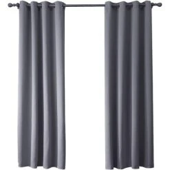 BETTERLIFE Rideau Salon Occultant - Isolant Thermique Rideaux à Oeillets Solid Lourd Décoration De Fenêtre Pour Chambre, Bloquer Lumineux & Froid Prêt à Poser, L 140 X H 160 Cm, Gris, 2 Panneau