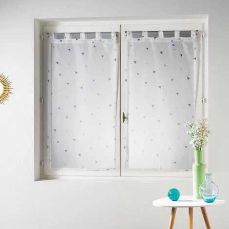Paris Prix - Paire De Voilages "trigone" 60x160cm Bleu 1 Paris Prix - Paire De Voilages "trigone" 60x160cm Bleu