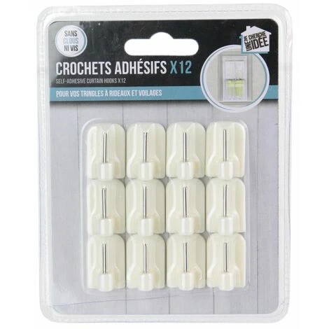 Paris Prix - Lot De 12 Crochets Adhésifs "tringle à Rideau" 2cm Blanc 3 Paris Prix - Lot De 12 Crochets Adhésifs "tringle à Rideau" 2cm Blanc – Image 3