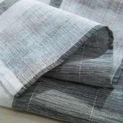 AIDUCHO 1 Panneau Rayé Poche Tringle Demi-Rideau Salle De Bain Court Niveaux Cantonnière - Gris 74x60cm -Rideau et tringle Soldes 2024 33719956 5