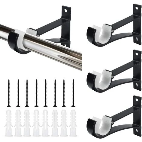BRIDAY Lot De 4 Supports De Tringle à Rideaux - Support Mural Robuste - En Métal - Avec Vis Et Colle - Pour Tringle à Rideau 1 BRIDAY Lot De 4 Supports De Tringle à Rideaux - Support Mural Robuste - En Métal - Avec Vis Et Colle - Pour Tringle à Rideau