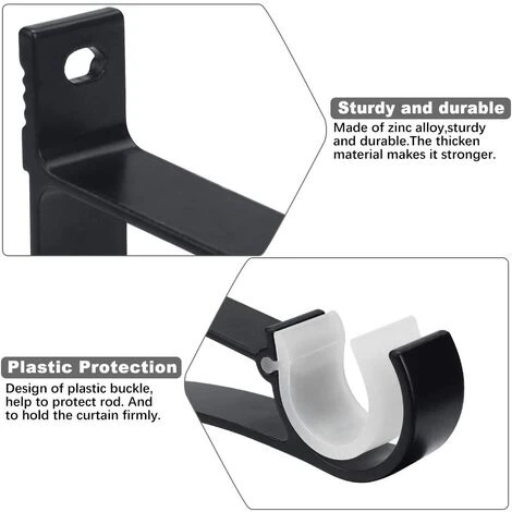 BRIDAY Lot De 4 Supports De Tringle à Rideaux - Support Mural Robuste - En Métal - Avec Vis Et Colle - Pour Tringle à Rideau 3 BRIDAY Lot De 4 Supports De Tringle à Rideaux - Support Mural Robuste - En Métal - Avec Vis Et Colle - Pour Tringle à Rideau – Image 3