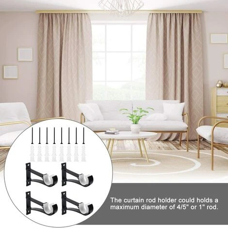 BRIDAY Lot De 4 Supports De Tringle à Rideaux - Support Mural Robuste - En Métal - Avec Vis Et Colle - Pour Tringle à Rideau 4 BRIDAY Lot De 4 Supports De Tringle à Rideaux - Support Mural Robuste - En Métal - Avec Vis Et Colle - Pour Tringle à Rideau – Image 4