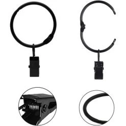 Kueatily 20 Pièces Anneaux à Pince à Rideau En Métal Ouvrants, Ouverture Et Fermeture Faciles, Diamètre Intérieur 38 Mm, Pour Rideaux Lourds Et Rideaux Légers (Noir) -Rideau et tringle Soldes 2024 34742106 3