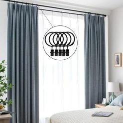 Kueatily 20 Pièces Anneaux à Pince à Rideau En Métal Ouvrants, Ouverture Et Fermeture Faciles, Diamètre Intérieur 38 Mm, Pour Rideaux Lourds Et Rideaux Légers (Noir) -Rideau et tringle Soldes 2024 34742106 5
