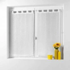 Paris Prix - Paire De Voilages "linahe" 45x120cm Blanc