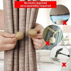 BRIDAY Lot De 2 Embrasses De Rideaux Magnétiques Pour Rideaux, Rideaux, Décoration De Bureau De Salon, Aucun Outil Requis (or) -Rideau et tringle Soldes 2024 35561150 4