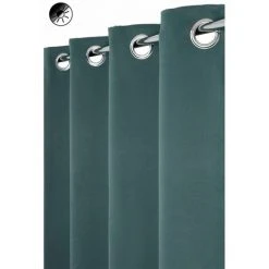 RIDEAUDISCOUNT Rideau Occultant 140 X 240 Cm à Oeillets Uni Vert Foncé - Vert