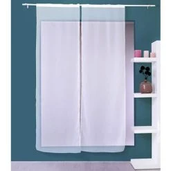 ENJOY HOME 2 Voiles Passe Tringle Base Droite SABLUTHEO Voile Polyester Sablé - 70 X 160 Cm Uni BLANC