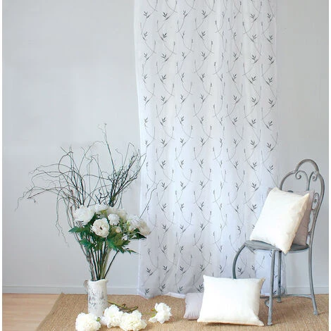 ENJOY HOME Voilage 8 Oeillets 140 X 240 Cm EPITHEO Voile Polyester Brodé - GRIS 1 ENJOY HOME Voilage 8 Oeillets 140 X 240 Cm EPITHEO Voile Polyester Brodé - GRIS