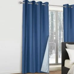 IDMARKET Lot De 2 Rideaux Thermiques Bleus 135x240 Cm - Bleu