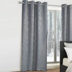 IDMARKET Lot De 2 Rideaux Thermiques Gris Anthracite Motif Courbe 140x240 Cm - Gris