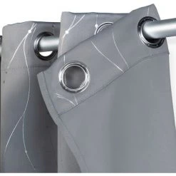 IDMARKET Lot De 2 Rideaux Thermiques Gris Anthracite Motif Courbe 140x240 Cm - Gris -Rideau et tringle Soldes 2024 36012205 3
