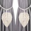BETTERLIFE 2pcs Embrasses De Rideau Tressées à La Main Corde D’Embrasses De Rideaux Feuille Forme Corde De Retenue De Rideau Embrasses De Rideaux Attaches De Rideaux Accessoires Décoratifs Pour Fenêtre De Maison