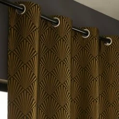 Centrale Brico Rideau Tamisant, Tilda Noir Et Doré L.140 X H.260 Cm