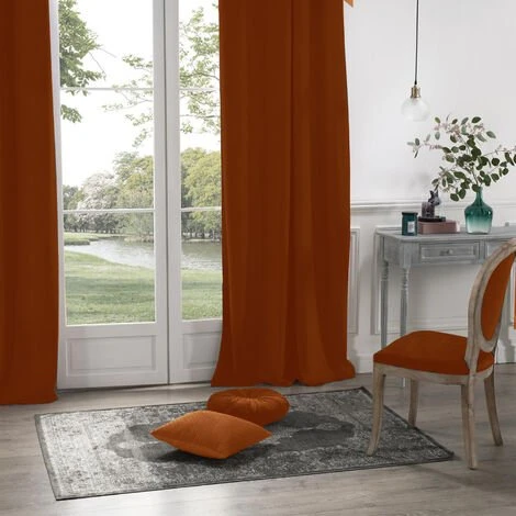 HOMEMAISON Rideau En Velours Occultant Terracotta 140 X 260 Cm - Terracotta 1 HOMEMAISON Rideau En Velours Occultant Terracotta 140 X 260 Cm - Terracotta