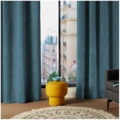UNIVERS DECOR Rideau D'ameublement "Lilou" Effet Velours 140 X 260 Cm Atmosphera - 1 Panneau - Bleu -Rideau et tringle Soldes 2024 36887850 3