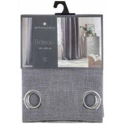 UNIVERS DECOR Rideau à œillets "Clem" 140 X 260 Cm Atmosphera - 1 Panneau - Gris Foncé -Rideau et tringle Soldes 2024 36887862 4