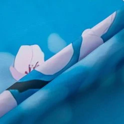 SUNFLOWER Japonais Rideau De Douche, Motif Sakura Bloom, Tissu Ensemble De Décor De Salle De Bain Avec Crochets, 180 Cm X 200 Cm, Essence Bleu Pâle Rose -Rideau et tringle Soldes 2024 36984303 5