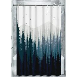 BRIDAY Rideaux De Douche Rustiques En Forêt Pour Camping-cars Pour Remorques De Voyage, Ensemble De Rideaux De Douche En Tissu Pour Camping-car, Arbre De Montagne Nature, Décor D'accessoires De Salle De Bain Pour Camping En Cabine, Crochets Inclus (47 W X 64 H)