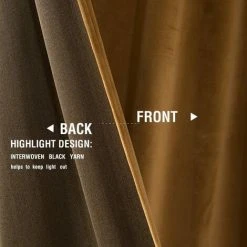 BRIDAY Rideaux En Velours Rideaux Occultants Assombrissants Isolation Thermique Super Doux Rideaux De Luxe Pour Chambre à Coucher Rideau De Fenêtre Avec Poche Pour Tringle Pour Salon 2 Panneaux 52 Par 95 Pouces Or Marron -Rideau et tringle Soldes 2024 37008210 4