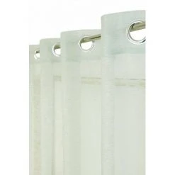 RIDEAUDISCOUNT Voilage 140 X 240 Cm à Oeillets Effet Naturel Effet Irisé Uni Vert D'Eau - Vert