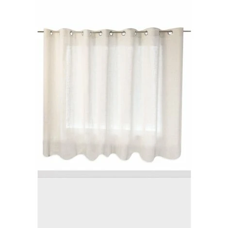 RIDEAUDISCOUNT Voilage Grande Largeur 280 X 180 Cm à 14 Oeillets Effet Lin Fines Rayures Ramie Naturel - Naturel 2 RIDEAUDISCOUNT Voilage Grande Largeur 280 X 180 Cm à 14 Oeillets Effet Lin Fines Rayures Ramie Naturel - Naturel – Image 2
