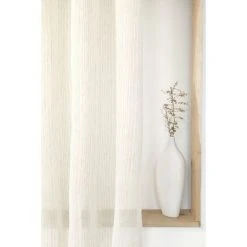 RIDEAUDISCOUNT Voilage Grande Largeur Grande Hauteur 280 X 280 Cm à 14 Oeillets Effet Naturel Fines Rayures Verticales Ramie Naturel - Naturel -Rideau et tringle Soldes 2024 37309451 4