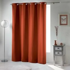 DOUCEUR D'INTÉRIEUR Rideau A Oeillets 135 X 240 Cm Occultant Uni Terracotta - Terracotta