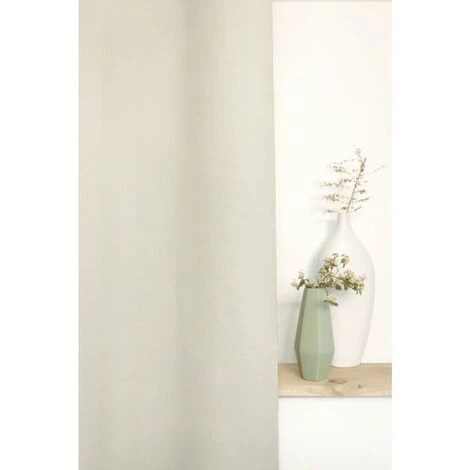 RIDEAUDISCOUNT Rideau Occultant 135 X 240 Cm à Oeillets Uni Ecru - Ecru 3 RIDEAUDISCOUNT Rideau Occultant 135 X 240 Cm à Oeillets Uni Ecru - Ecru – Image 3