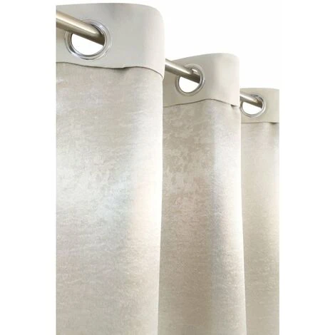 RIDEAUDISCOUNT Rideau Occultant 135 X 240 Cm à Oeillets Uni Ecru - Ecru 5 RIDEAUDISCOUNT Rideau Occultant 135 X 240 Cm à Oeillets Uni Ecru - Ecru – Image 5