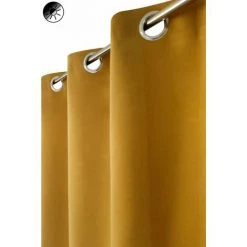 RIDEAUDISCOUNT Rideau Occultant 135 X 180 Cm à Oeillets Uni Jaune - Jaune