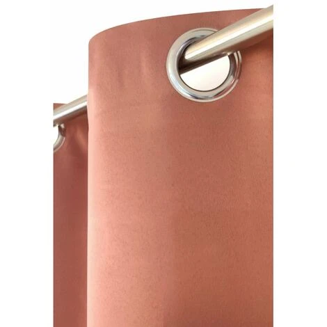 RIDEAUDISCOUNT Rideau Occultant 135 X 180 Cm à Oeillets Uni Rose - Rose 3 RIDEAUDISCOUNT Rideau Occultant 135 X 180 Cm à Oeillets Uni Rose - Rose – Image 3