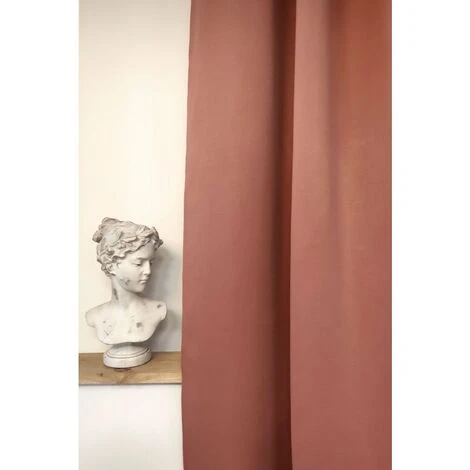 RIDEAUDISCOUNT Rideau Occultant 135 X 180 Cm à Oeillets Uni Rose - Rose 4 RIDEAUDISCOUNT Rideau Occultant 135 X 180 Cm à Oeillets Uni Rose - Rose – Image 4